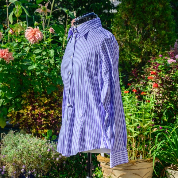 Brooks Brothers,NWOT Tailor'd Fit No-iron stretch Lg-sl lavender/wht,NeverWorn - Picture 2 of 5